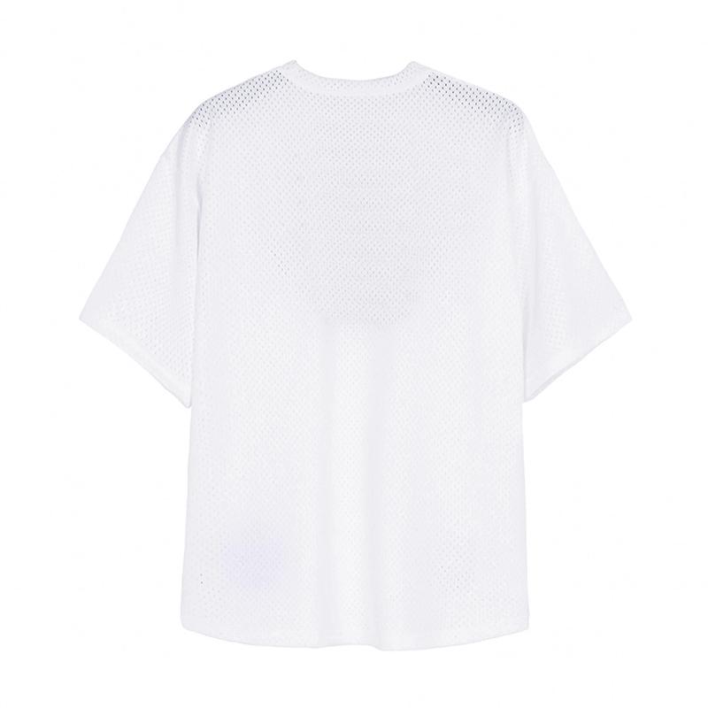 Muscleguys New Style Men's Simple Hollow Breathable Short-sleeve Summer Fitness Sport Sweat-wicking T-Shirts Polyester Mesh