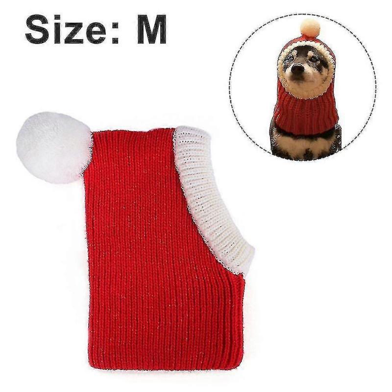 Christmas Dog Hat Crocheted Snood Funny Pet Cap With Pompon Red Green Warm Winter Dog Hat Knit Snood Headwear
