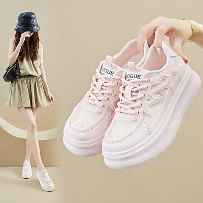 Летняя сетчатая белая обувь новый стиль для студенток дышащая увеличивающая рост повседневная обувь