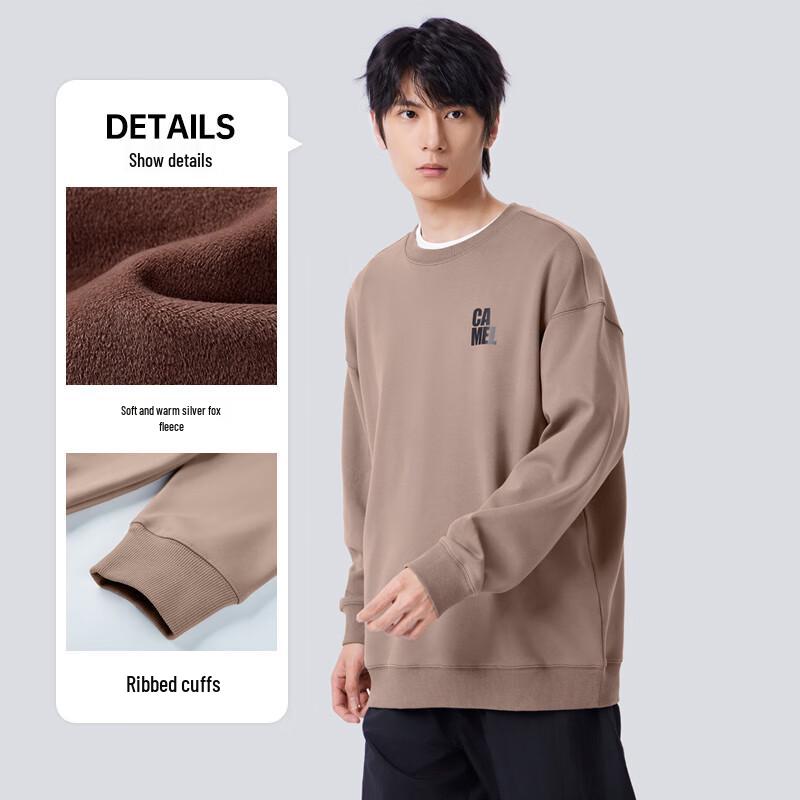 CAMEL Men's Fleece-Lined Pullover Sweatshirt M34CA88743