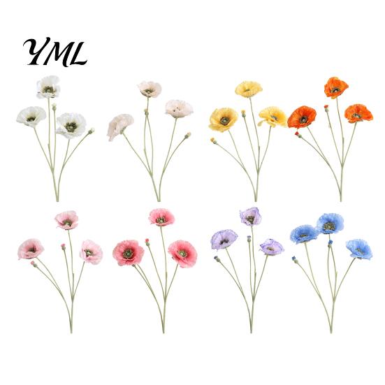 Realistic Faux Plants for Wedding 5 Heads Artificial Poppies Flowers with Stems, Silk Fake Flowers, Flower Bouquet Home Decor Table Arrangements Party