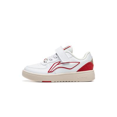 Li Ning Детская спортивная серия лайфстайл, модные универсальные кроссовки с цветными блоками, амортизацией и отскоком, детские кроссовки, детские кроссовки, бело-красные YKNS134-21