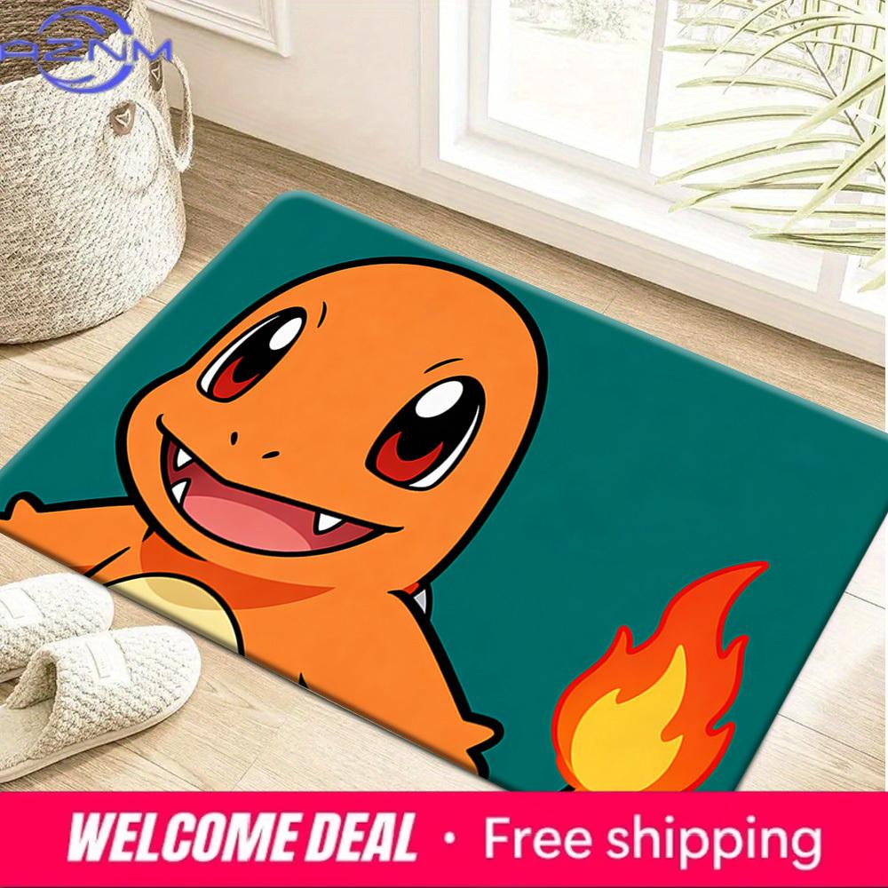 Charmander Print Doormat Anti-slip Absorbent Floor Mat for Home Entrance Bedroom Living Room Decor