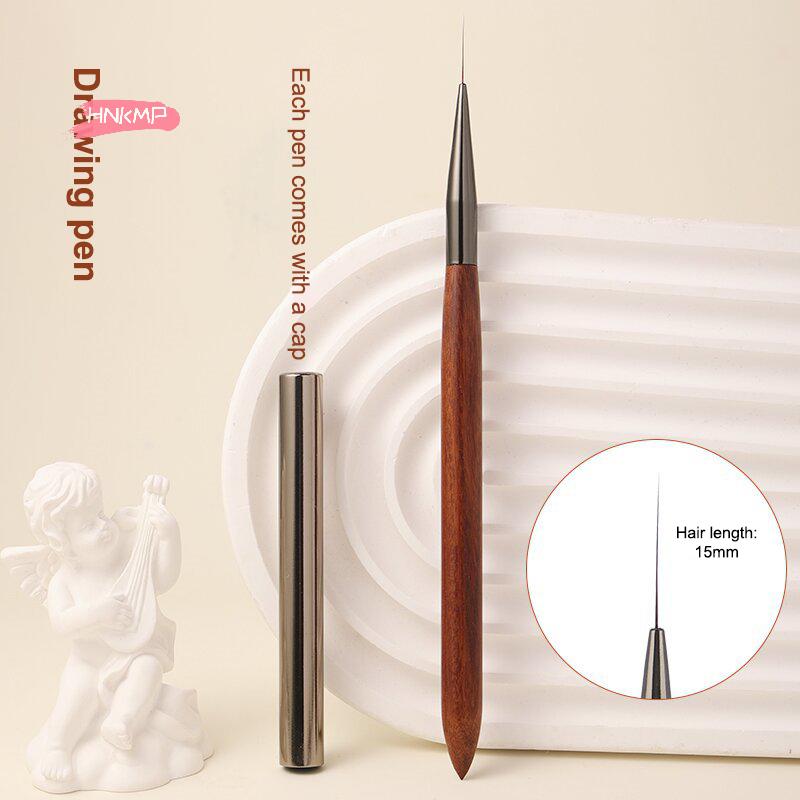 1Pc Professional Nail Art Brush with Durable Sandalwood Pole Nail Liner Brush for Phototherapy Nail Painting Pen