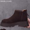 Замшевые женские ботильоны на платформе, высокие каблуки, модная обувь для женщин, тренд 2025 года, зимние новые прогулочные удобные спортивные повседневные зимние ботинки Femme