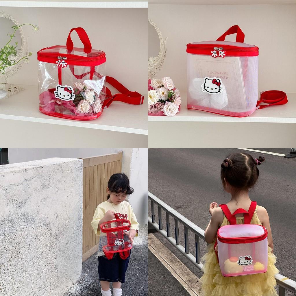 Прозрачный детский рюкзак с рисунком кошки Hello Kitty, из дышащего полиуретана, для детей детского сада