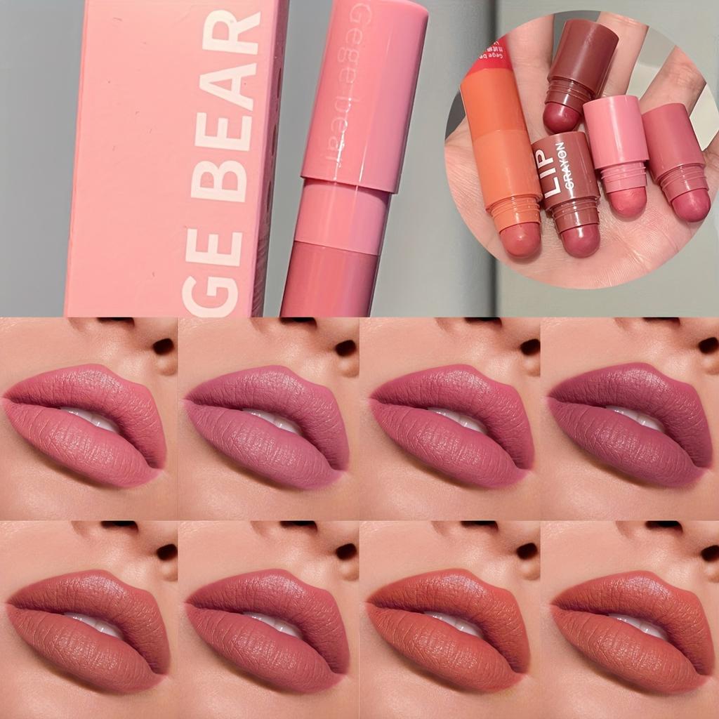 4 Colors Lip Crayons Lipstick Four Shades Splicing Lipstick Matte Waterproof Lipstick Long Lasting Highly Pigmented Lip Stain Perfect for Daily Makeup