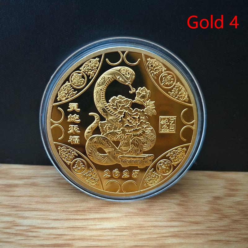 2025 Year Of The Snake Commemorative Coins Chinese Zodiac Medals 3D Relief Coins Collectibles Year Coins
