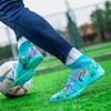 Men's High Top Football Boots Rubber Soft Sole Short Spikes Artificial Turf Leather Youth Children's Football Boots