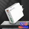 65W Type C Fast Charging USB Charger for Samsung Xiaomi iPhone Mobile Phone Adapter EU/US/KR Plug 8 In 1 QC3.0 Quick Charger