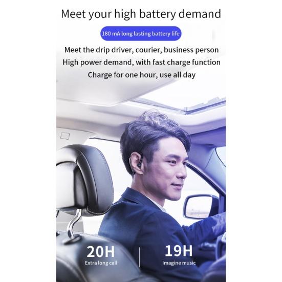 1Pc Ear Hook Wireless Bluetooth-compatible 5.0 Stereo Earphone Hands-free Business Headset