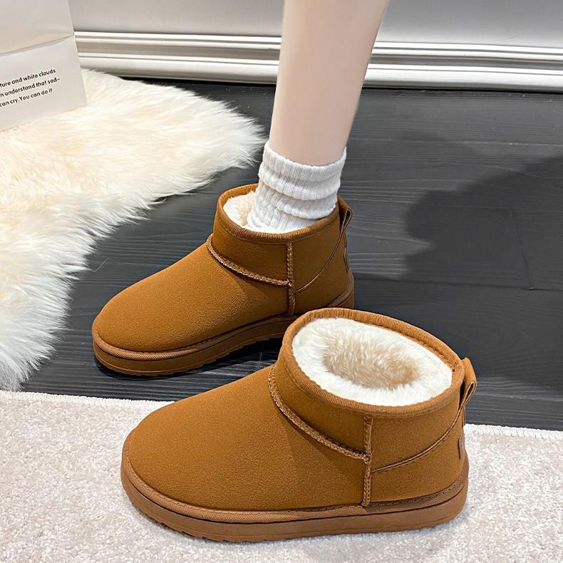 Женские зимние ботинки большого размера на толстой подошве 2024 года, новые утолщенные ботинки с ворсом, теплая хлопковая обувь