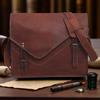 Handmade Goat Leather Messenger Bag – Vintage Canvas-Lined Laptop Satchel Briefcase for Men & Women