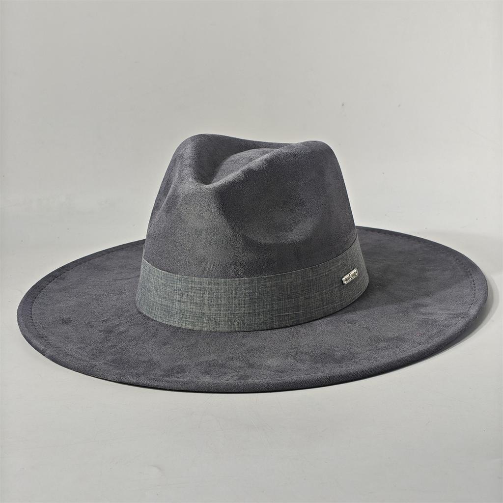 New Big Wide Brim Fedora Hats For Women Men Western Suede Hat Large Felt Panama Hat Rancher Hat Chapeau Femme Luxe