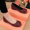 Women Flats Shoes 2022 Casual Solid Color Slip On Lady Square Heel High Quality Comfort Party Wedding Office Shoes