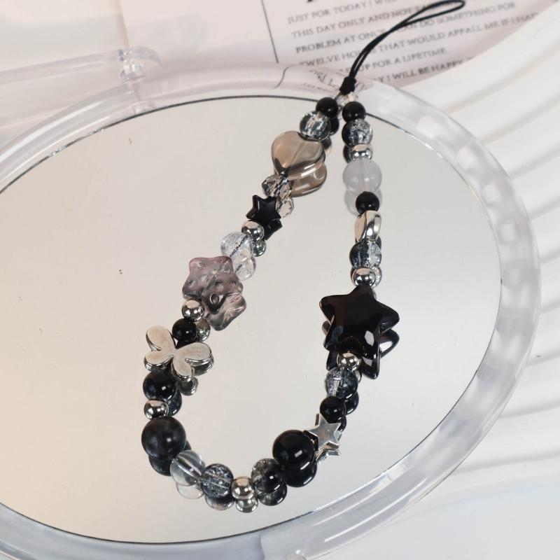 Fashion Cute Cellphone Lanyard Bracelet Mobile Phone Strap Elegant Colorful Beaded Pendant Antilost Wrist Chain Jewelry
