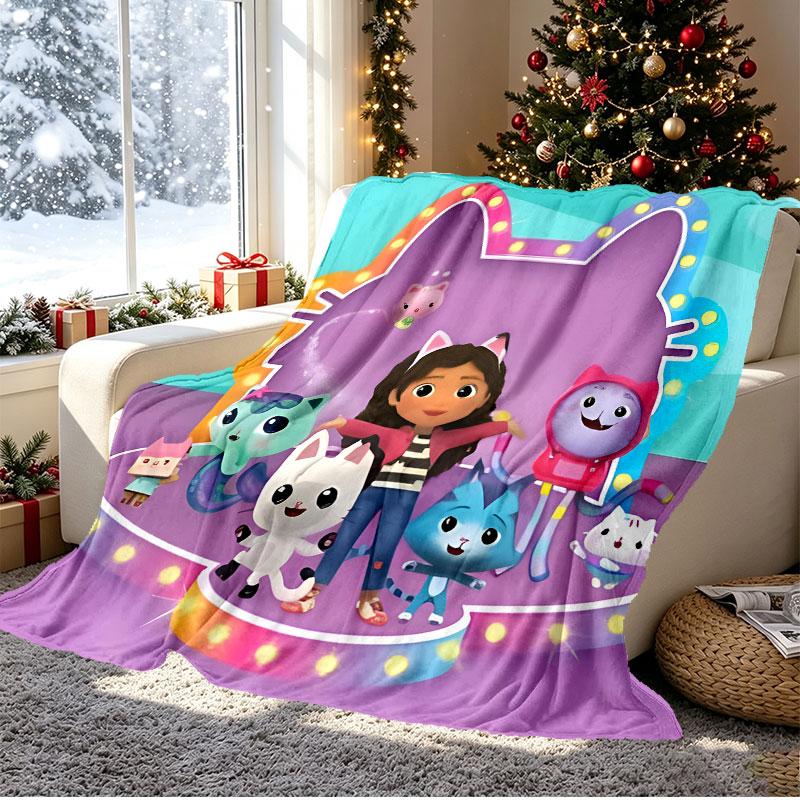 Gabby's Dollhouse Pattern Blanket for Home Decoration, Bed, Sofa, Car Travel, Camping, Suitable for All Seasons, Birthday Christmas Gift