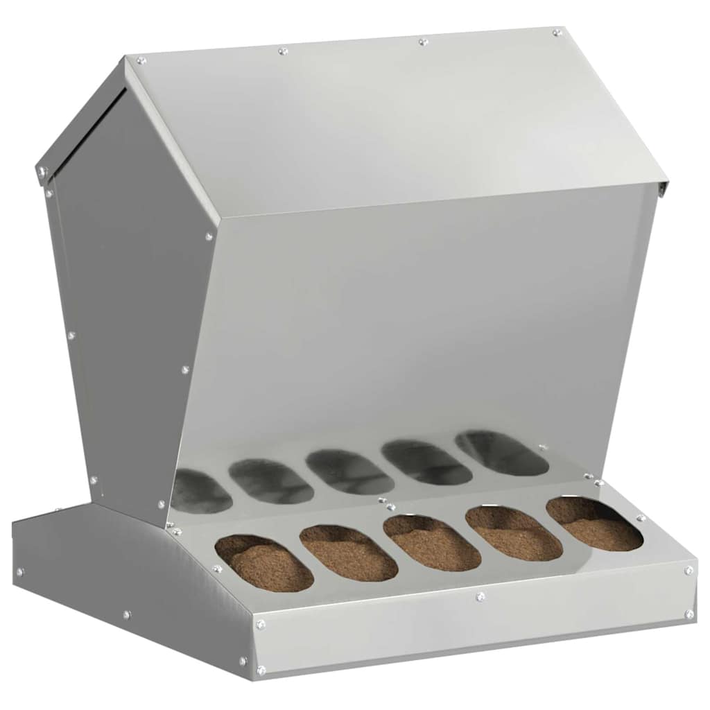 Chicken Feeder Silver 40 x 40 x 45 cm Galvanized Steel