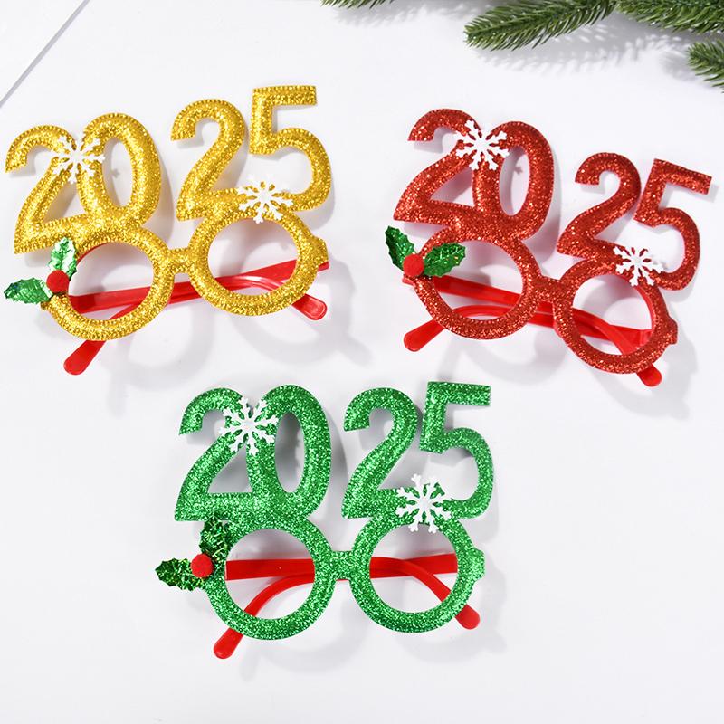 4pcs Christmas Glasses 2025 New Year Party Photo Props Xmas Decorations Kids Adult Eyeglasses Photobooth Gifts Home Supplies