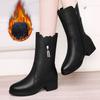 Женская кожаная обувь для мам, женские ботинки, зимние теплые зимние сапоги до колена на молнии, плюшевые зимние ботинки до середины икры, большие размеры