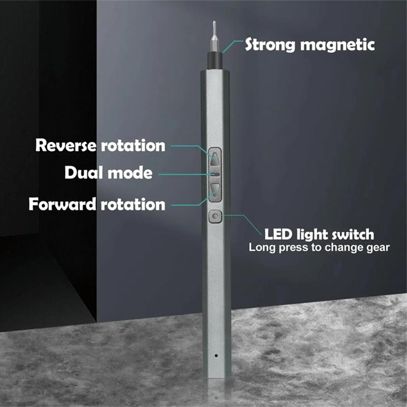 Precision Electric Screwdriver Set 30 In 1 LED Mini Power Tools 5 Torque 5/32 Inch Hex Magnetic Bits for PC Phone Glasses Repair