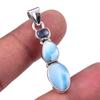 Natural Republic Larimar, Kyanite 925 Solid Sterling Silver Pendant 1.75'' V7l83