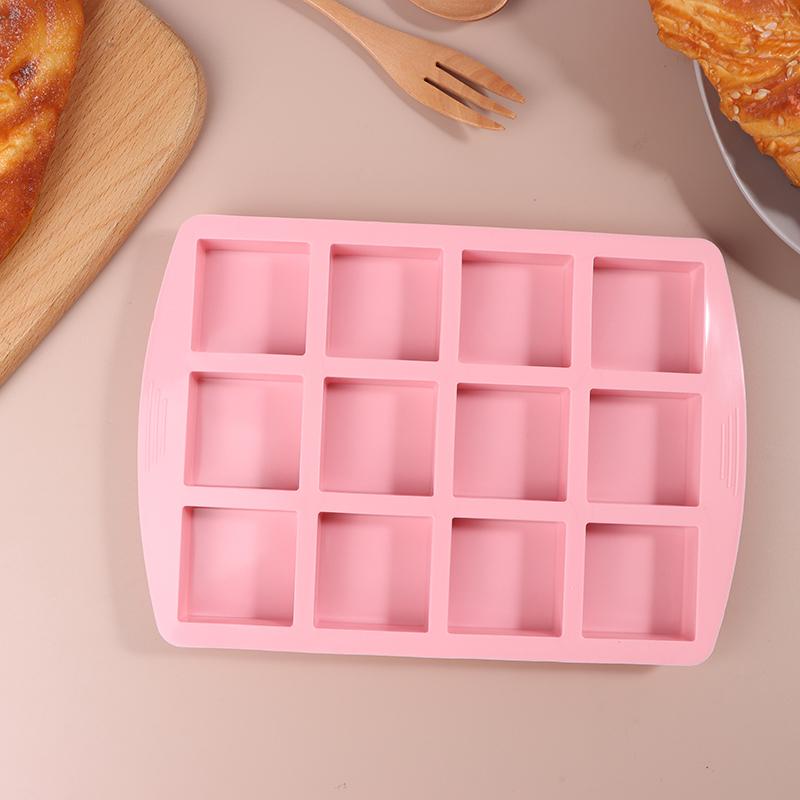12Cavity Square Silicone Molds For Diy Brownie Bites Fudges Cakes Candy Jelly Bakeware For Kids Baking Decorating Mold