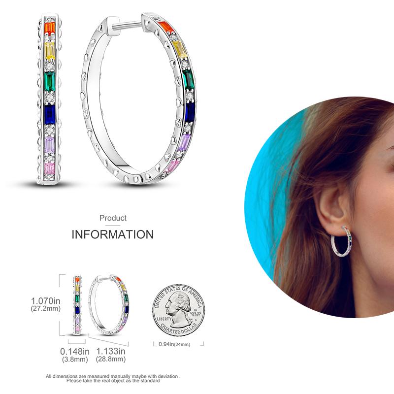 Silver Plated Women Hoop Earrings Fashion Pendientes Gift for Female Girl Sparkling Pave CZ U Heart Shape Star Moon Earring