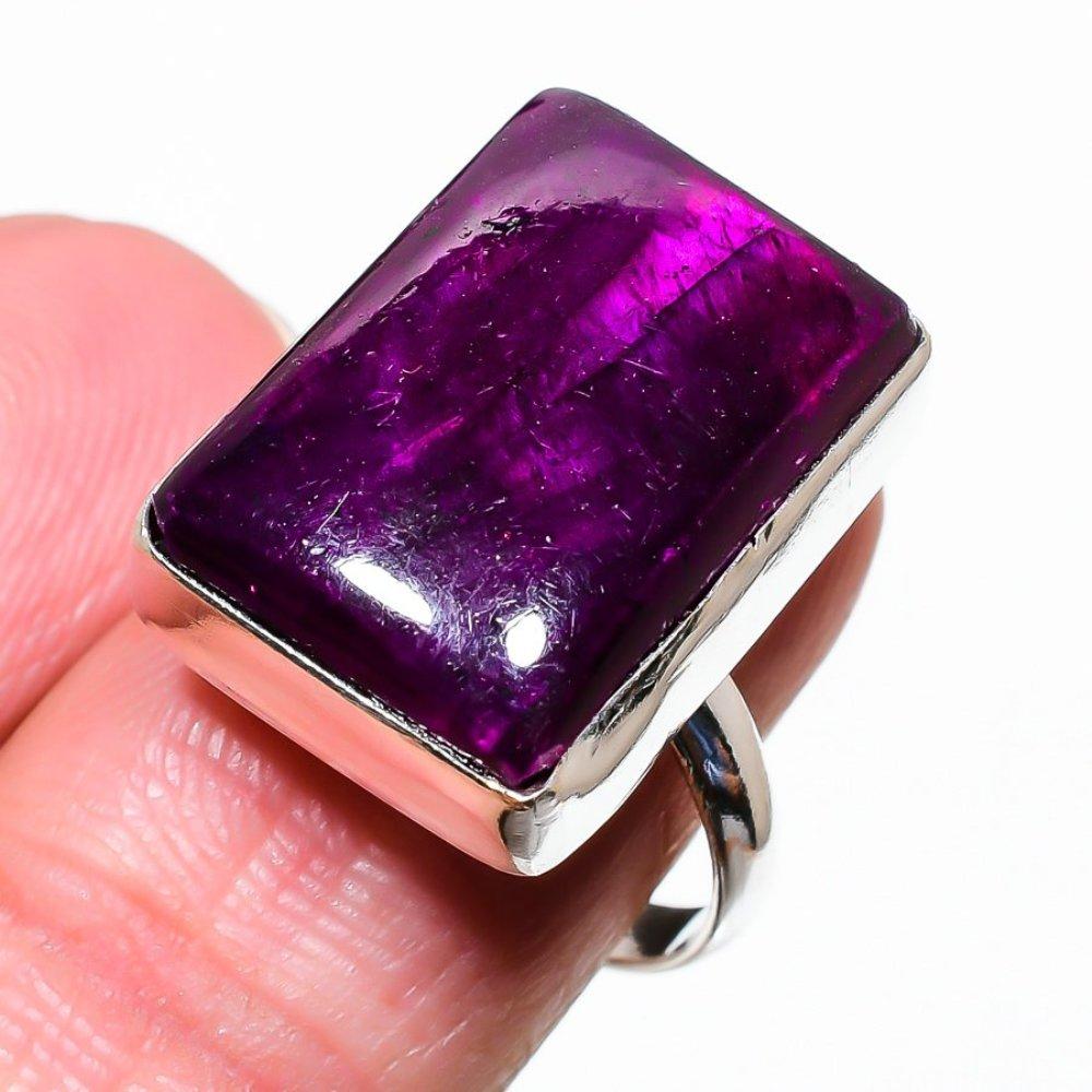 Подарочное кольцо из серебра 925 пробы с натуральным фиолетовым лабрадоритом, размер 7 j2C18