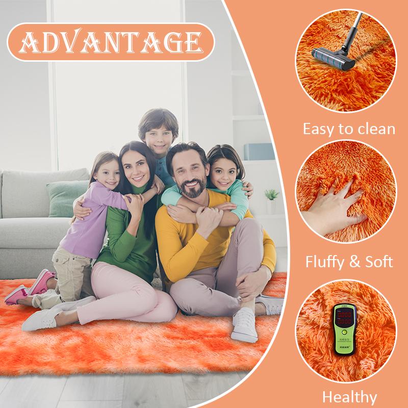 Плюшевый ковер для гостиной с градиентным разноцветным лохматым мягким напольным ковриком в спальне, лохматый ковер для детской комнаты