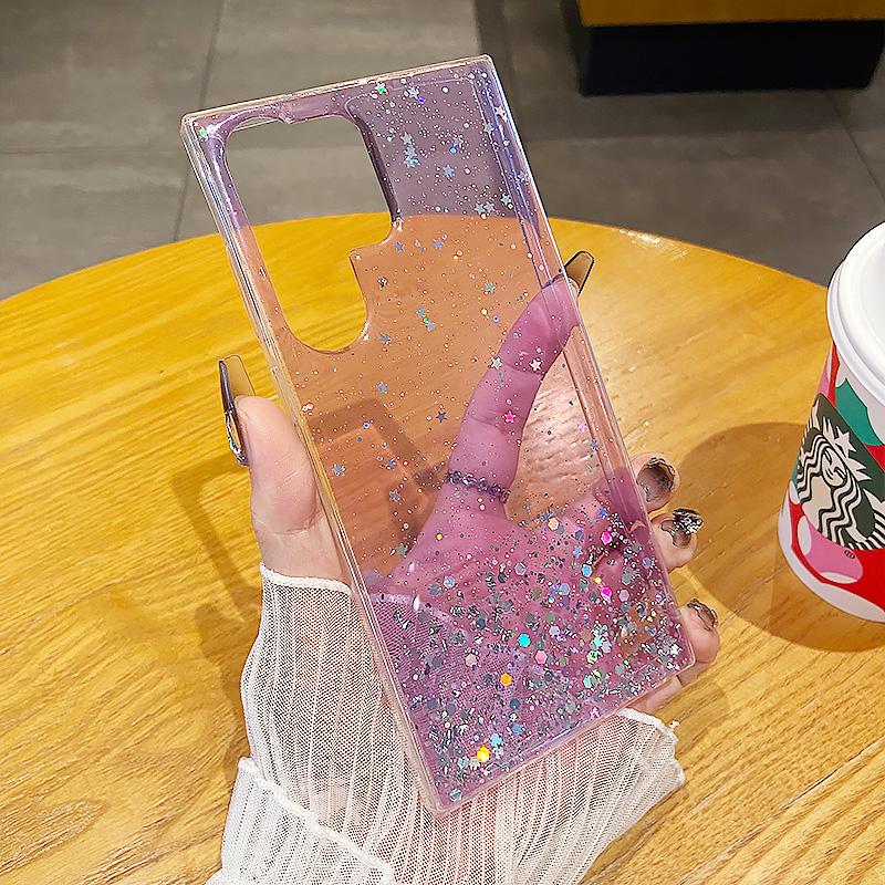 Shiny Glitter Drop Glue Clear Case Shell For Samsung Galaxy S25 Ultra S24 FE S23 Plus S22 A16 A56 A06 A55 A35 Transparent Shockproof Slim Phone Cover