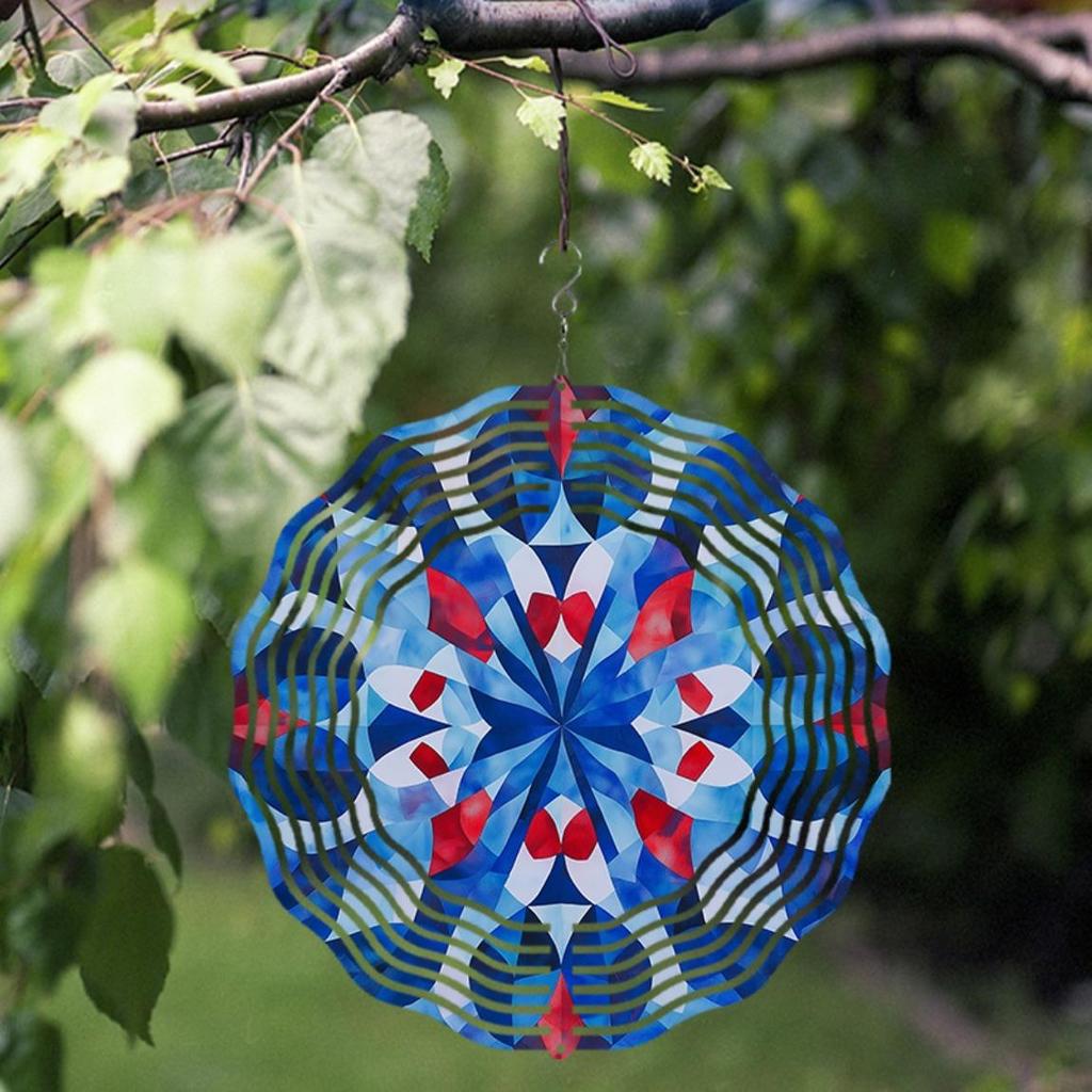 No Power Needed Colorful Wind Spinner for Indoor Outdoor Decor Blue Red White Halloween Home Garden Yard Large Metal Spinning Ornament
