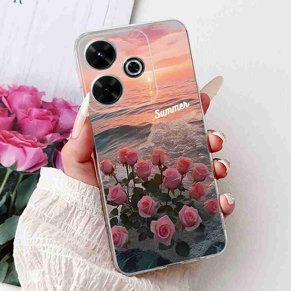 For Xiaomi Redmi 13 4G Case Fashion Girl Flower Silicone Soft TPU Shockproof Cover Coque For Redmi13 redemi13 Bumper Phone Case