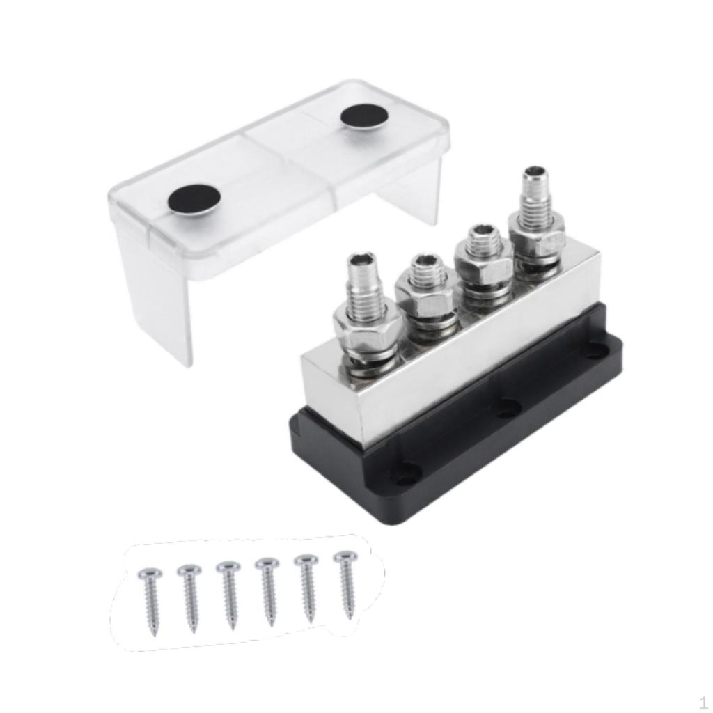 600A Battery Ground Buss Bar Terminal Block for RVs And Cars 12V-48V with Protective Cover