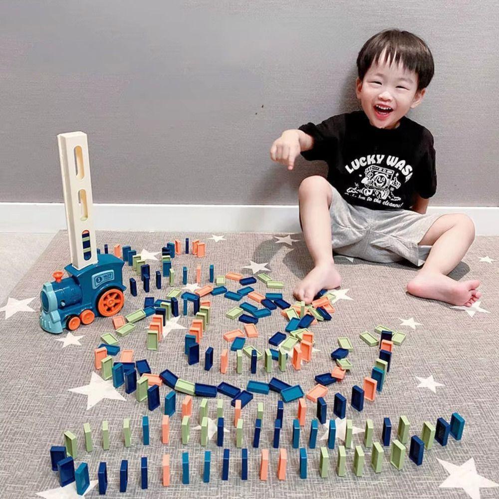 Automatic Laying Domino Train Sound Light Electric Train Intelligent Children Toy Kids Puzzle