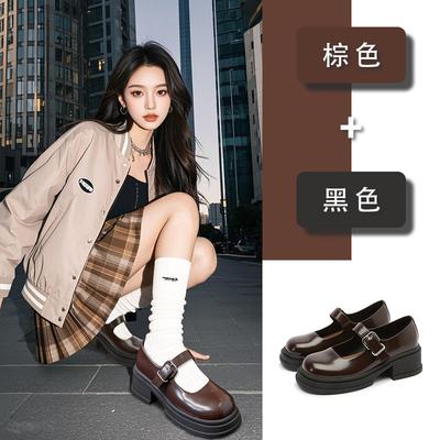 Туфли Мэри Джейн из овчины женские весна 2025 новые туфли с неглубоким носком женские туфли в ретро-британском стиле универсальные маленькие кожаные туфли