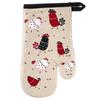 [A0242] - Taupe Red "Hens" Kitchen Glove - 28x14 Cm
