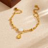 316L Stainless Steel Teardrop White Stone Charm Bracelet For Women Girl Fashion New Trendy Wrist Chain Jewelry Holiday Gifts