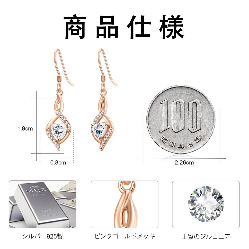 StoryMidir Подвесные серьги-крючки розового цвета с металлической аллергией 925 пробы, высококачественные, без зацепок, с белым фианитом, подарки на годовщины, золотые, серьги, сердце, бесплатно, серебряные,