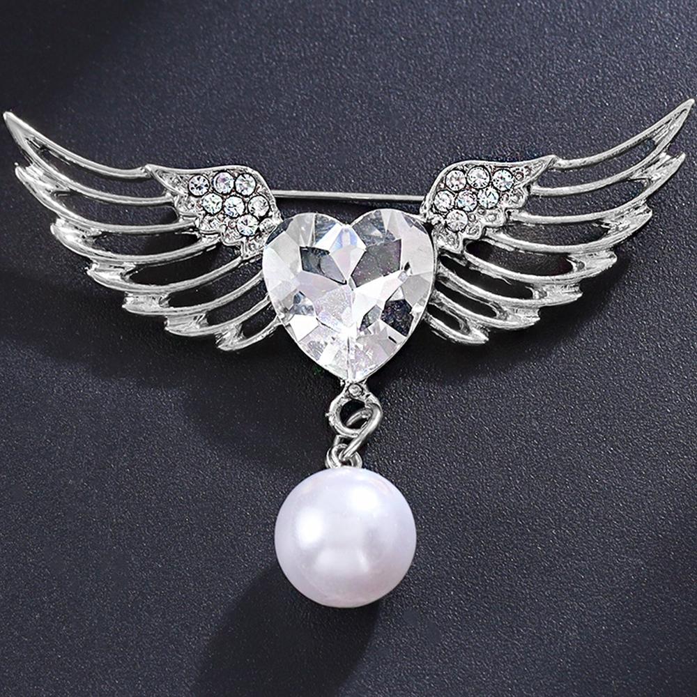 Women's Crystal Angel Wings Brooch Pin Rhinestone Brooches Wedding Gifts Lapel