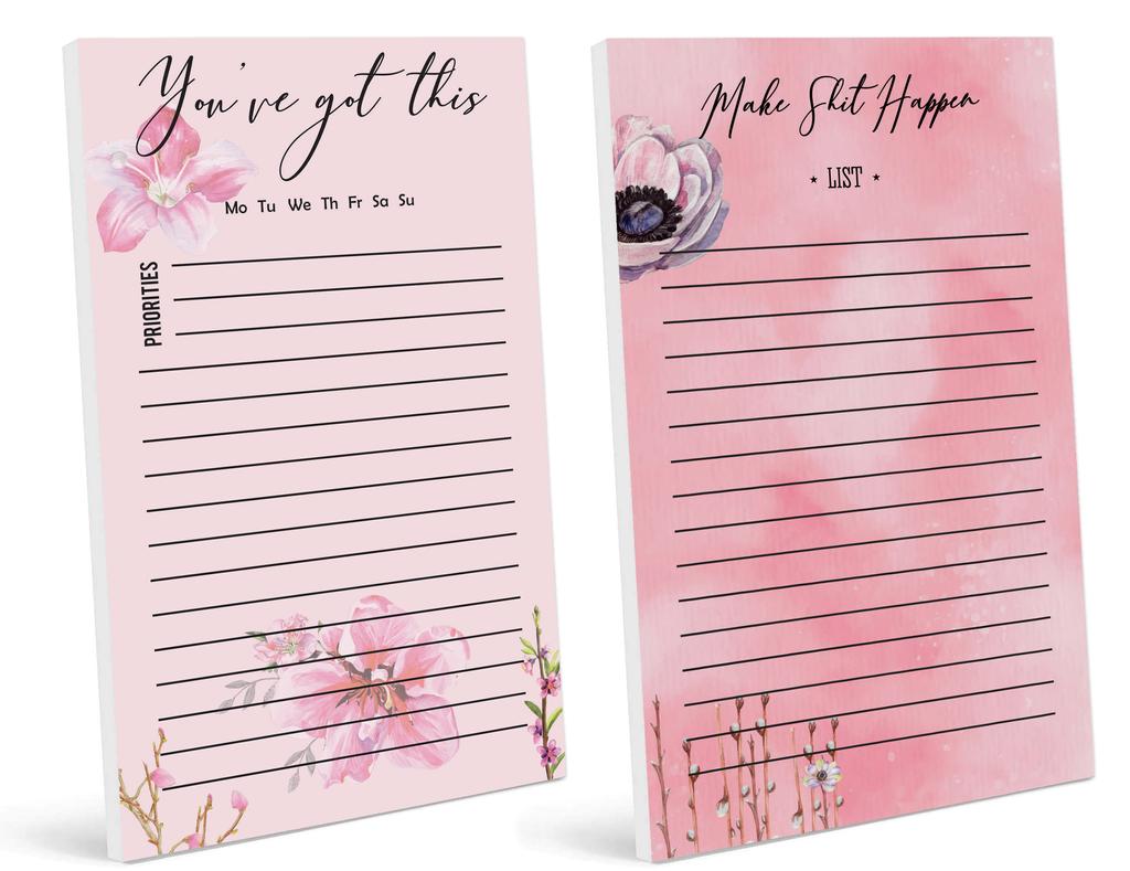 Inkdotpot Pack Of 2 Daily Planner List Undated Notepads, Memo Pad To-Do List Tear Off List Pad- Organizer- Scheduler- Organize Tasks (50 Sheets