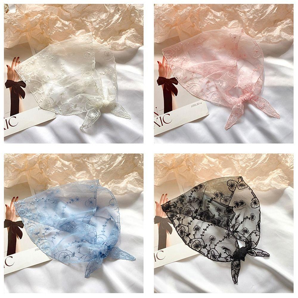 Embroidered Flower Shawl Elegant Headscarf Fashion Triangle Scarf Women