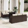 7-piece Garden Sofa Set with Brown Synthetic Rattan Cushions, 2-seater Garden Sofa with Cushions 3348384