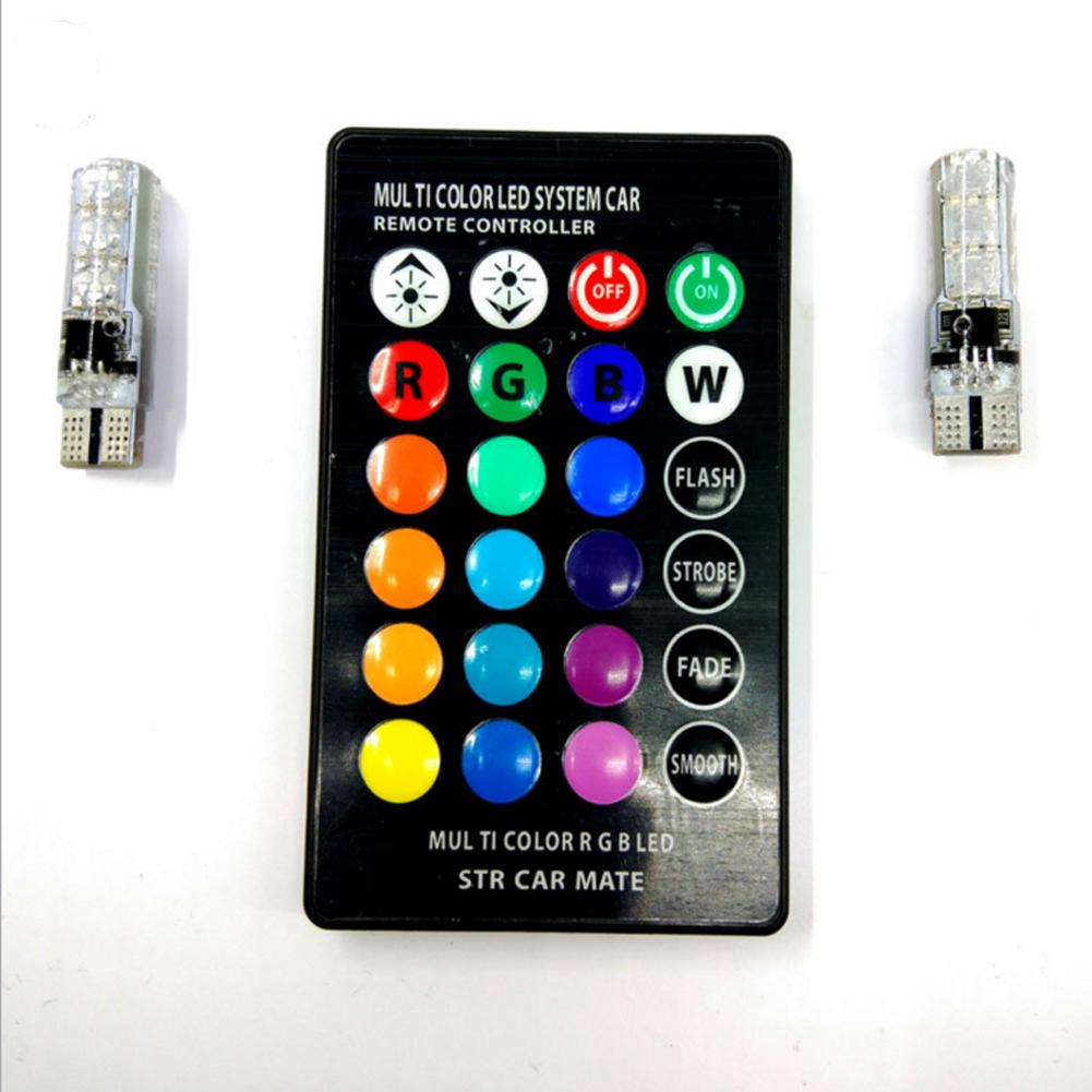 3 шт. T10 Автомобильная клиновидная боковая лампа-6SMD 5050 RGB 7 цветов светодиодная стробоскопическая вспышка с дистанционным управлением постоянного тока