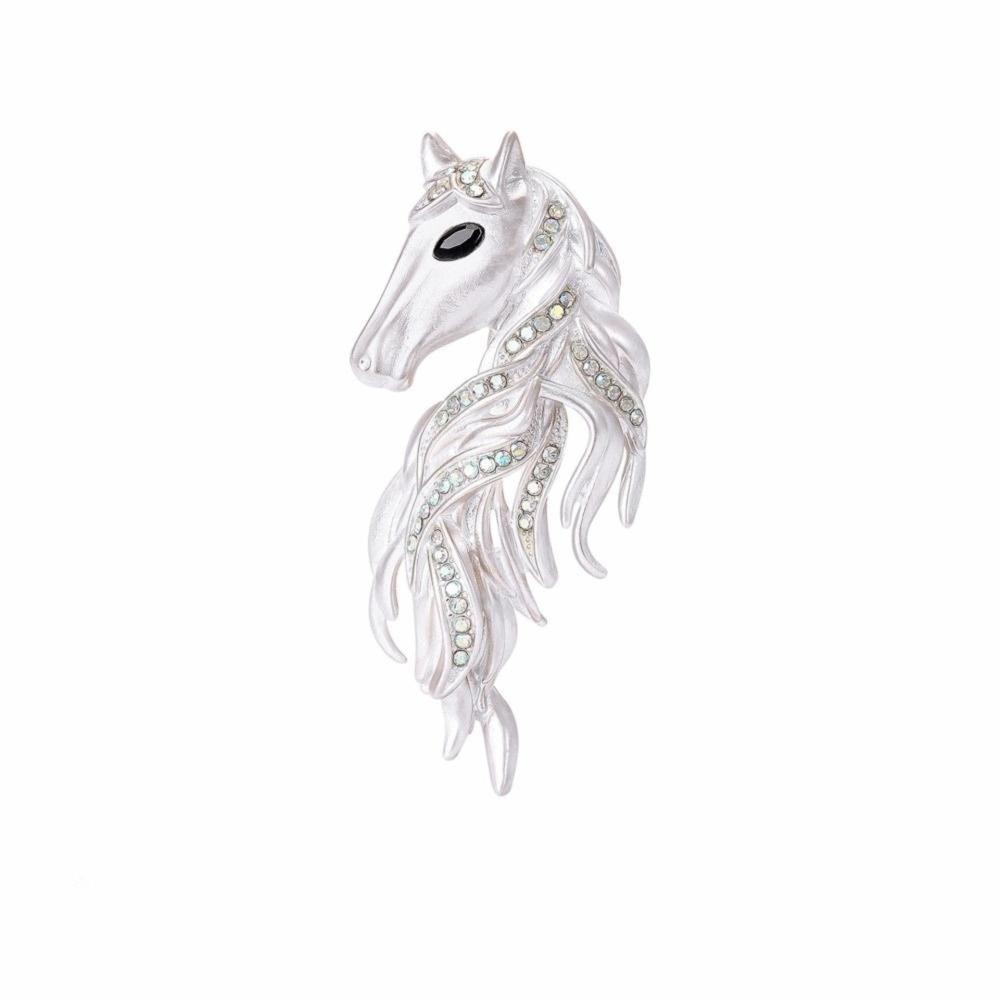 Luxury Horse Head Brooch Rhinestone Dripping Oil Enamel Jewelry Accessories Party