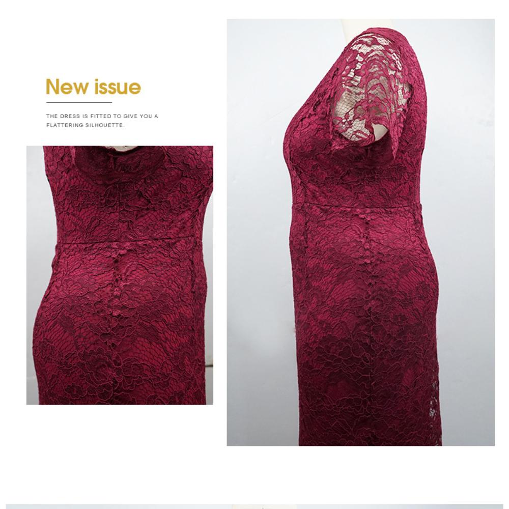 Весенне-летнее новое тонкое однотонное кружевное платье больших размеров с запахом шеи, иностранное женское платье