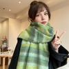 Yousheng Women Scarf Plaid Pattern Cashmere Feel Plush Scarf with Tassel Decoration Travel Sweater Coat Accessory