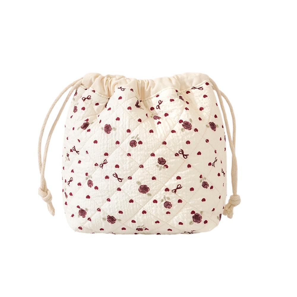 Сумка для хранения украшений Косметичка Мешок на завязках Цветочная сумка для макияжа Портативный кошелек для монет Путешествия