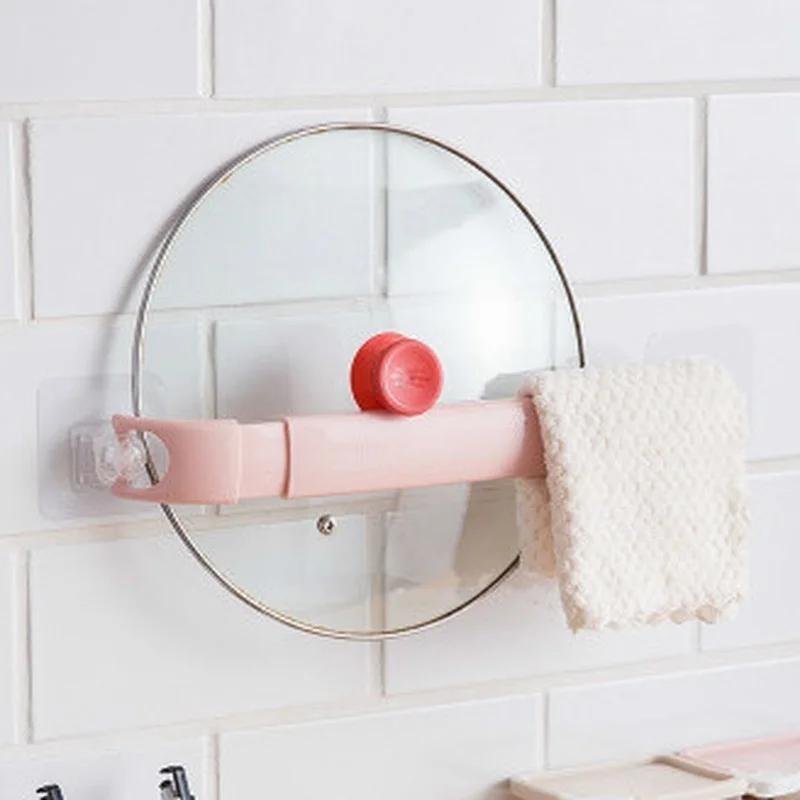 1 Pcs Adhesive Towel Rack Bathroom Towel Bar Shelf Wall Mounted Towels Hanger Toilet Suction Cup Holder Bathroom Organizer