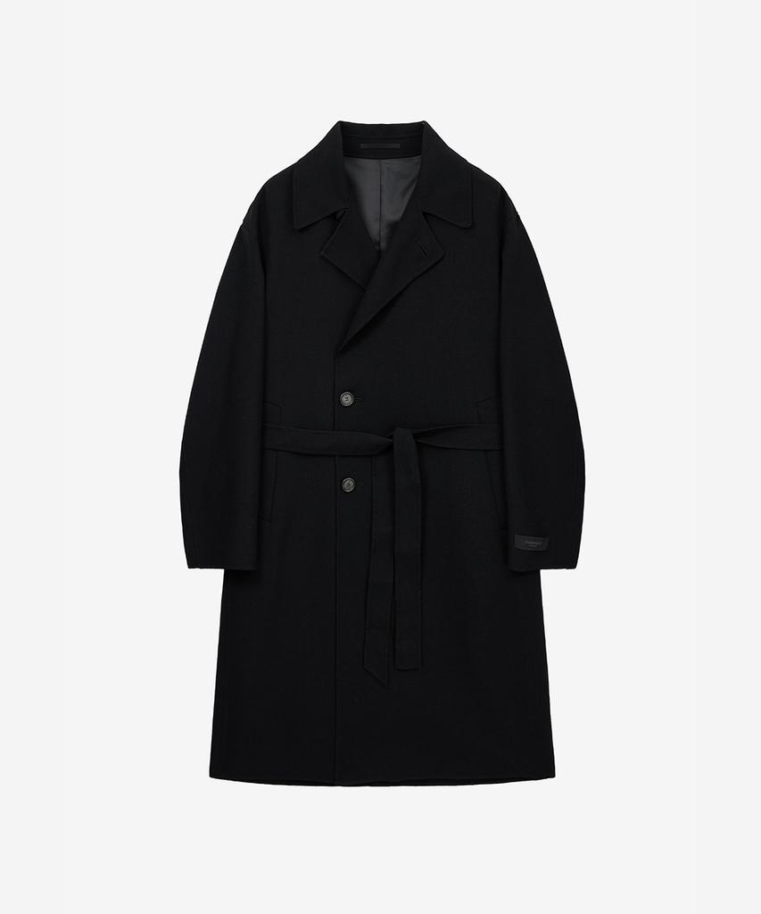 Ziosongzio Handmade Semi-Double Balmacaan Coat Black Zi2Tc201Bk